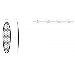 PLANCHE DE SURF - TWIN MID 7'4 rails rouge - WYVE