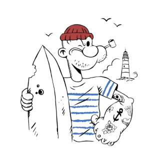 OCEAN PARK - TEE-SHIRT POPEYE SURFER